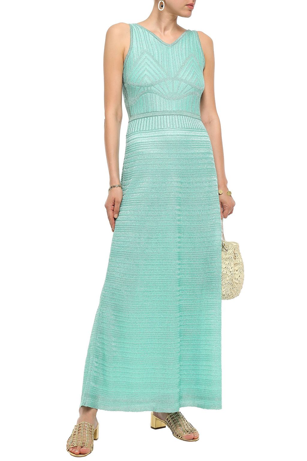 M MISSONI Cutout metallic crochet-knit maxi dress