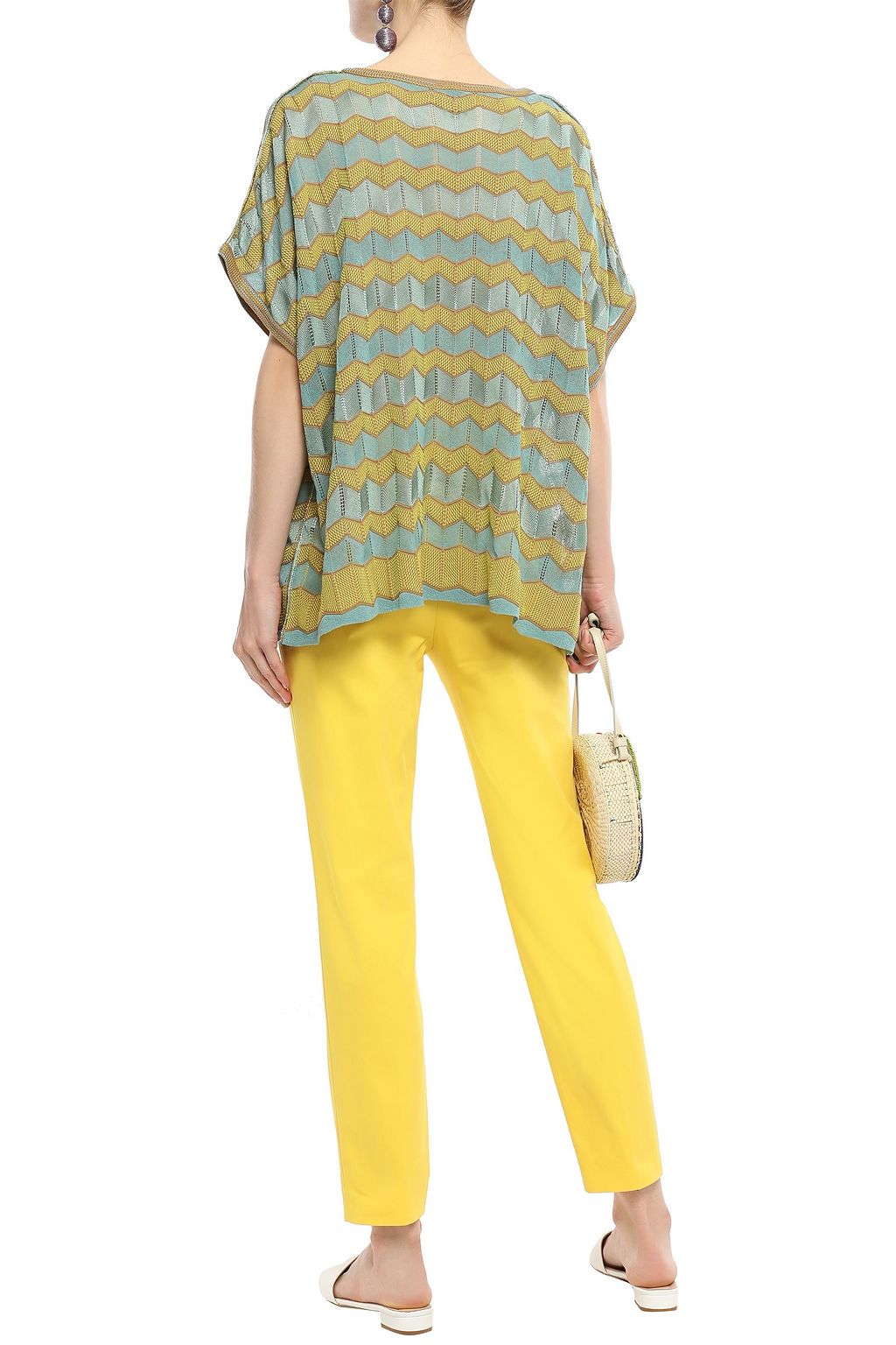 M MISSONI Striped crochet-knit cotton-blend top