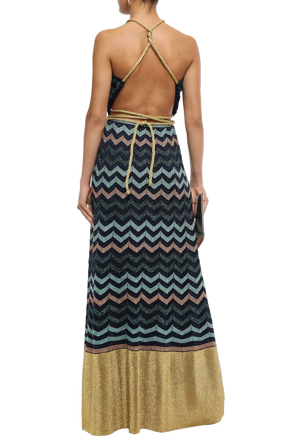 M MISSONI Openback metallic crochetknit maxi dress Sale up to 70 off THE