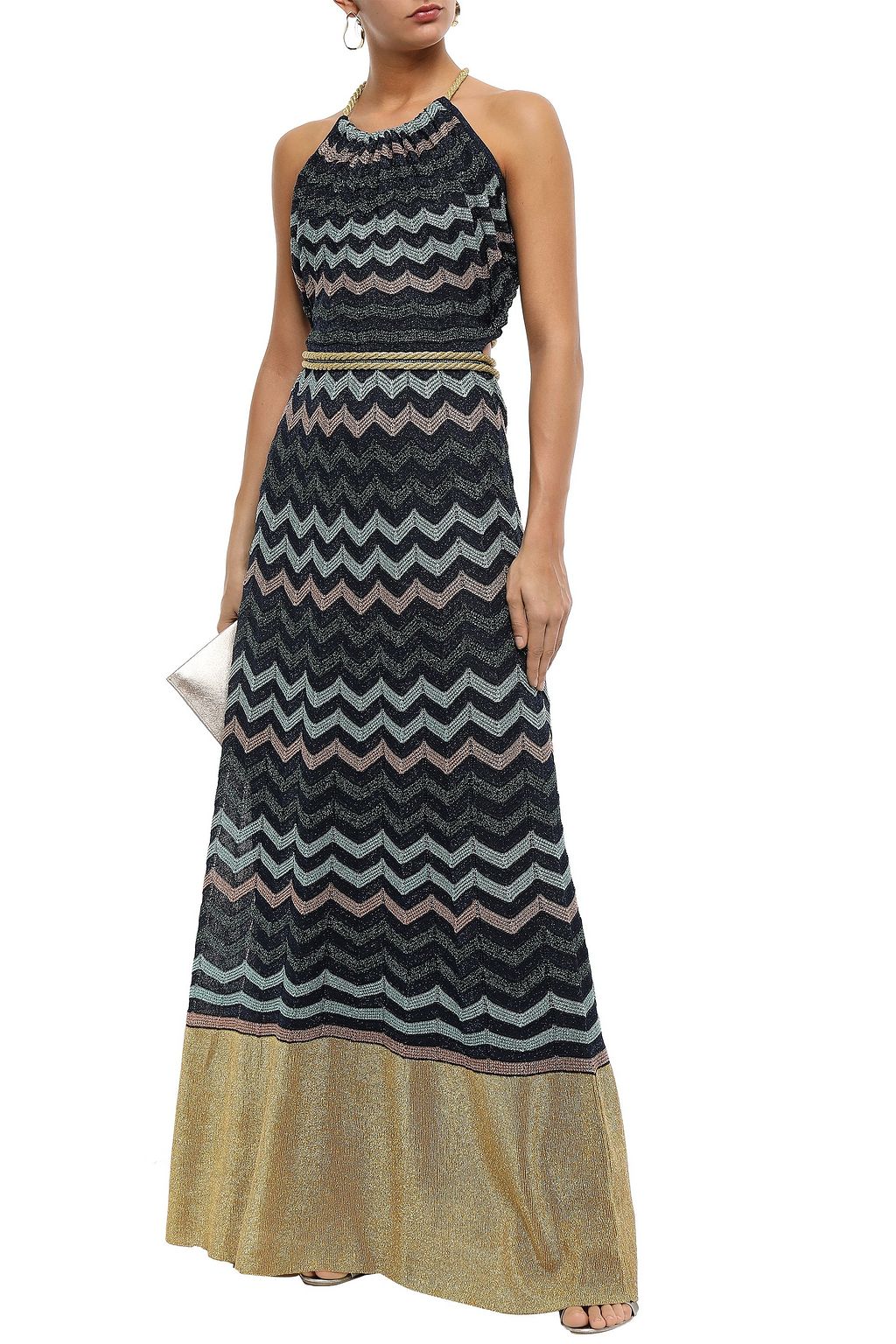 M MISSONI Openback metallic crochetknit maxi dress Sale up to 70 off THE