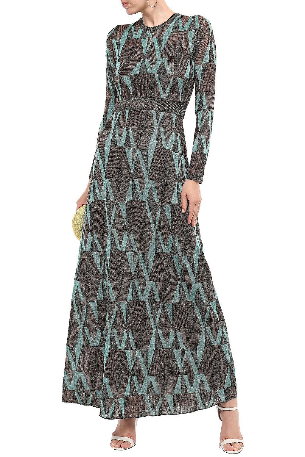 M MISSONI Metallic crochetknit maxi dress THE