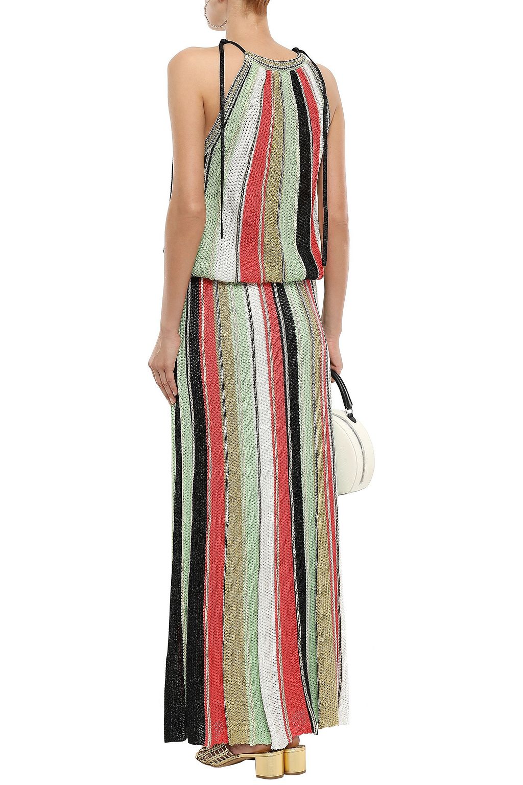 M MISSONI Metallic striped crochet-knit cotton-blend maxi skirt