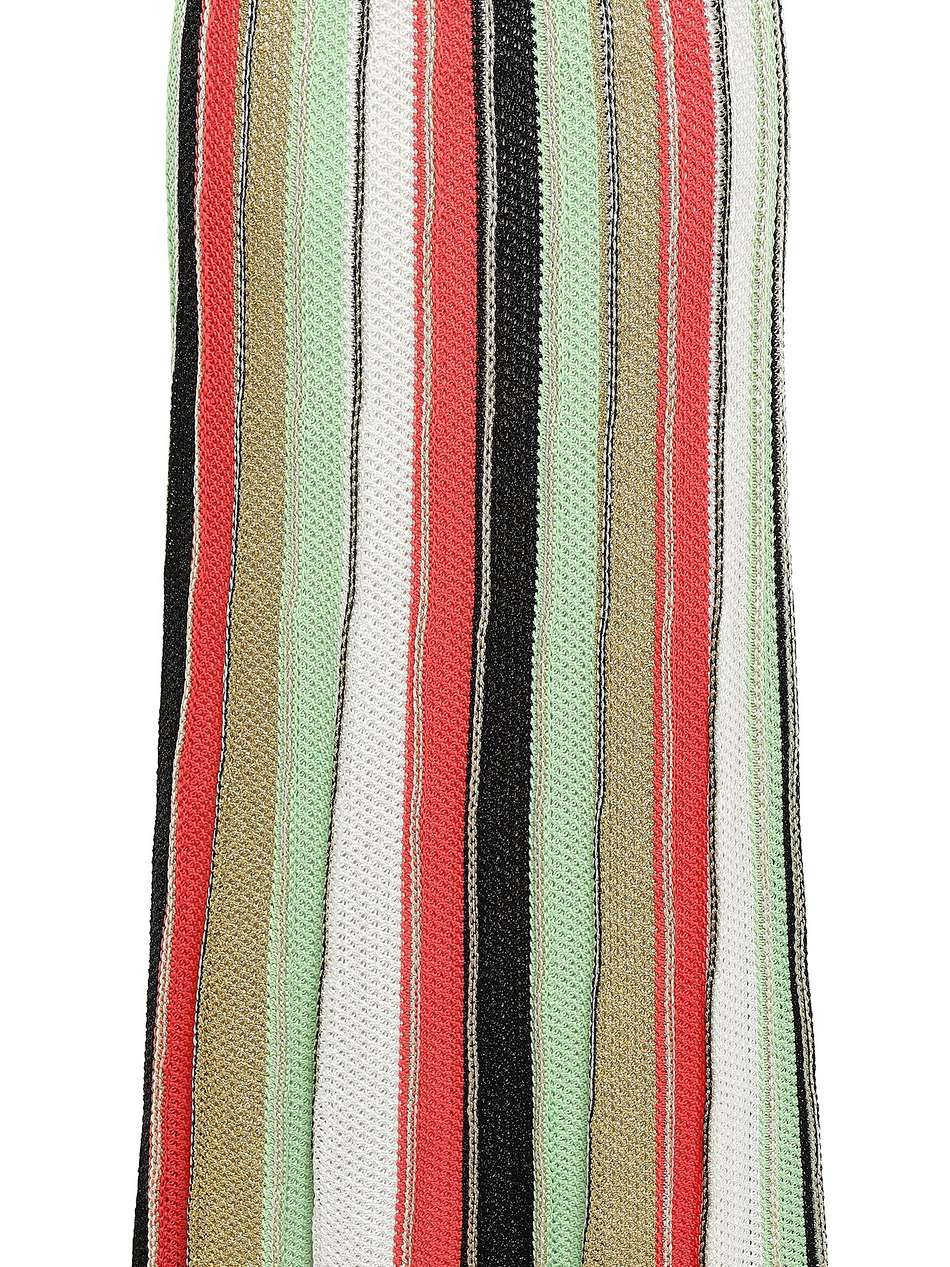 metallic-trimmed striped crocheted cotton-blend maxi skirt
