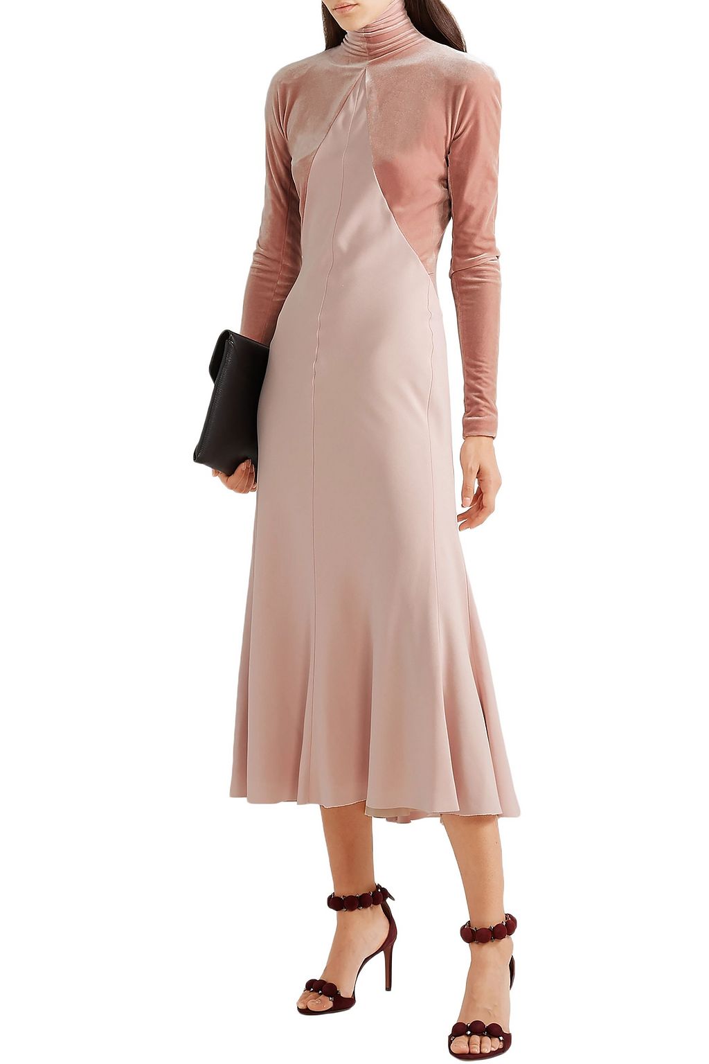 HAIDER ACKERMANN Velvet-paneled crepe midi dress
