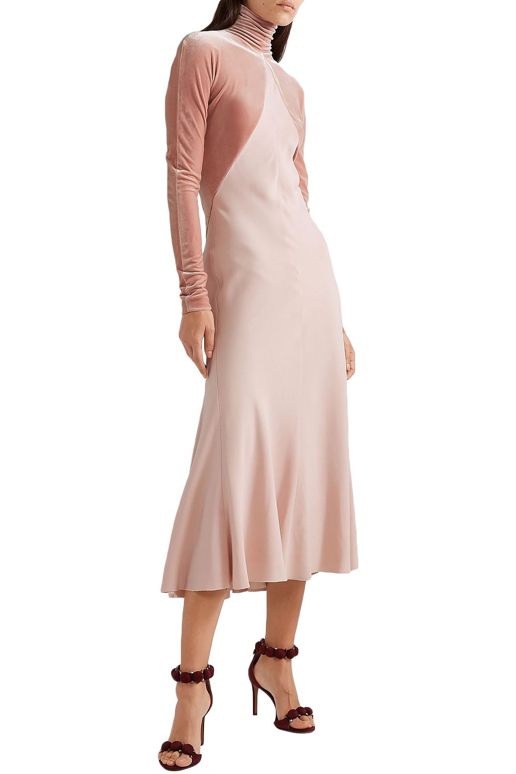 HAIDER ACKERMANN Velvet-paneled crepe midi dress