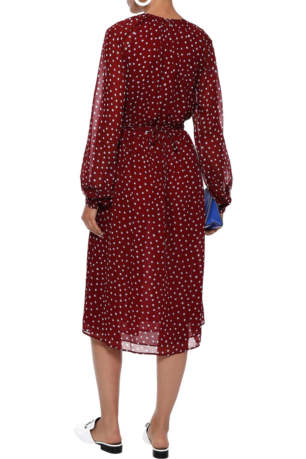 DEREK LAM Belted polka-dot silk-georgette midi dress