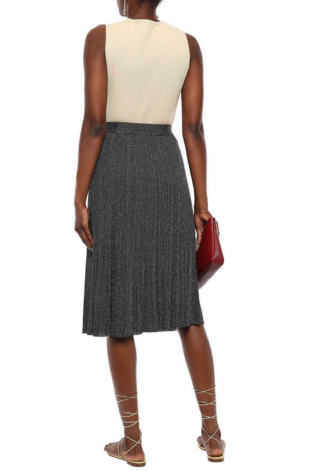 M MISSONI Metallic ribbed-knit midi skirt