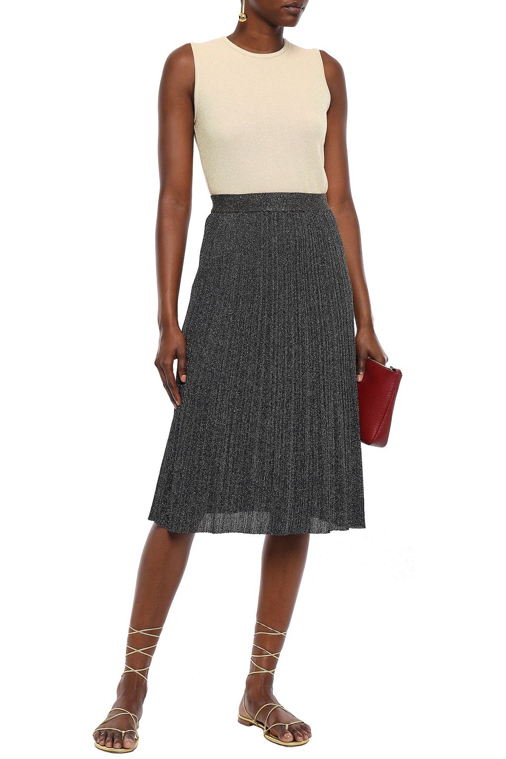 M MISSONI Metallic ribbed-knit midi skirt