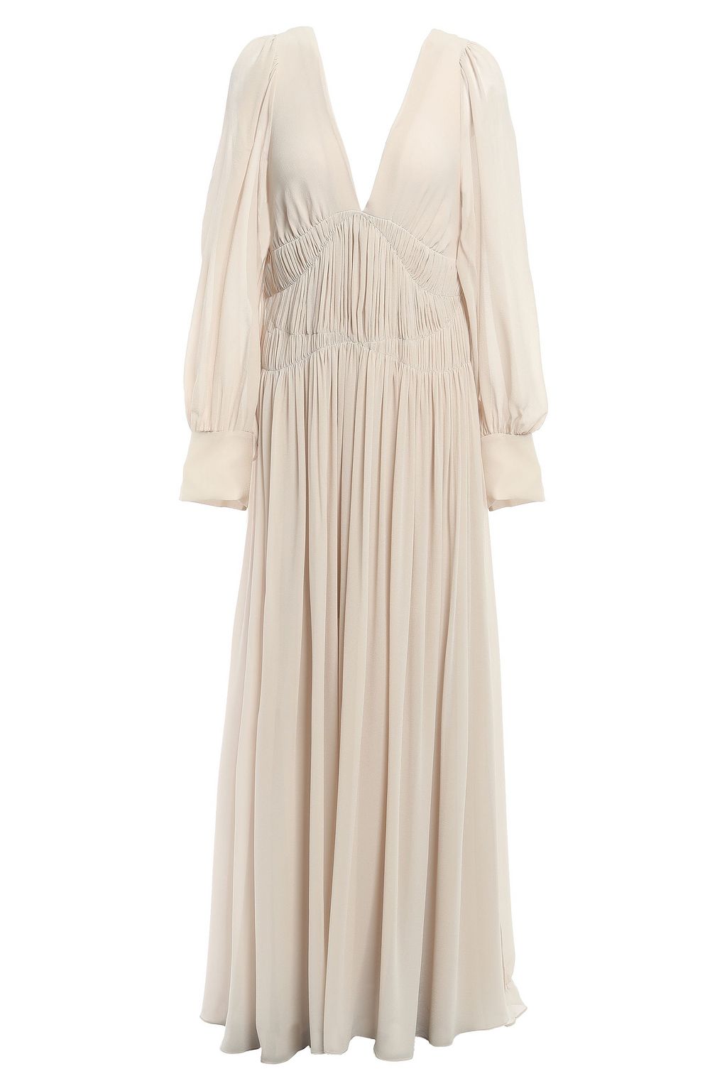 gathered silk-georgette maxi dress 