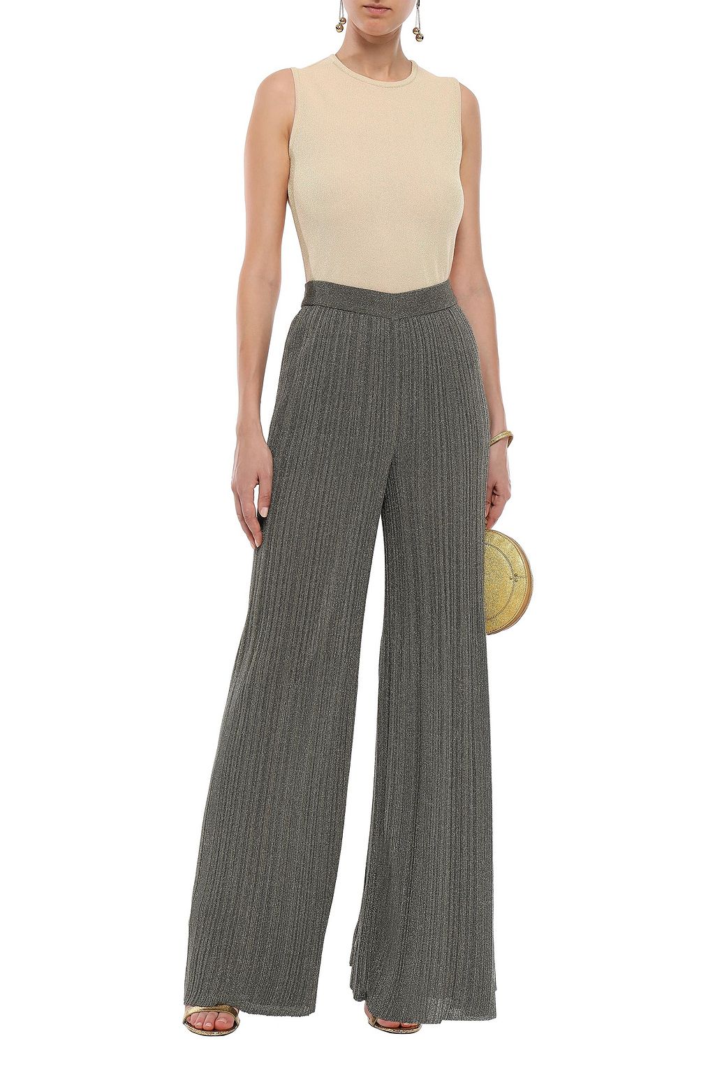 M MISSONI Metallic ribbedknit wideleg pants Sale up to 70 off