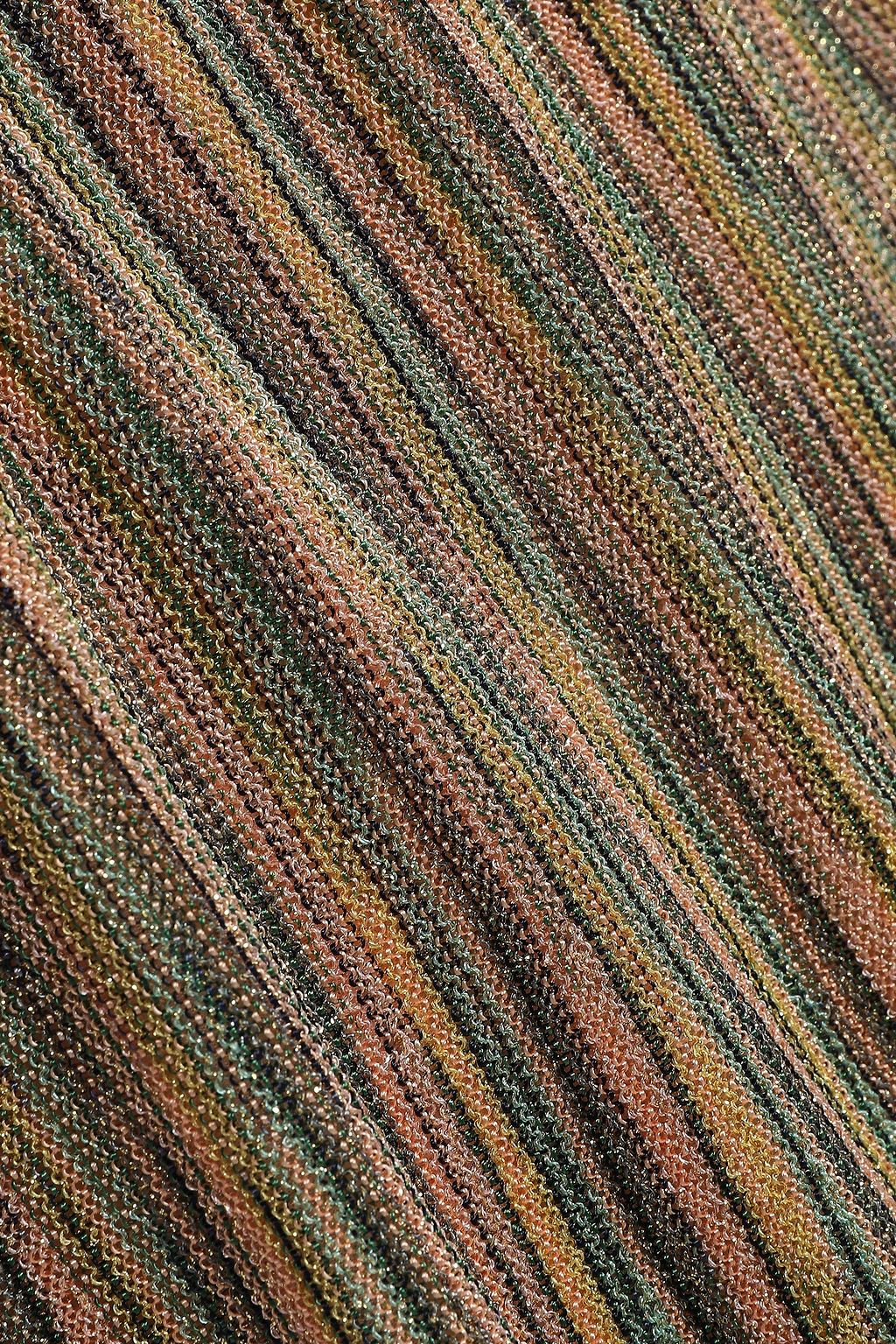 M MISSONI Bow-detailed metallic crochet-knit midi dress