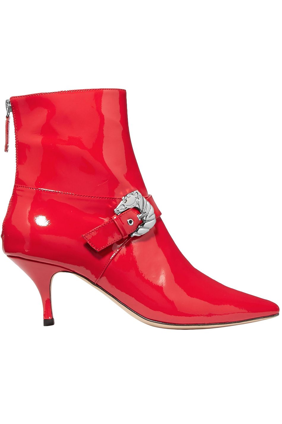 red buckle ankle boots