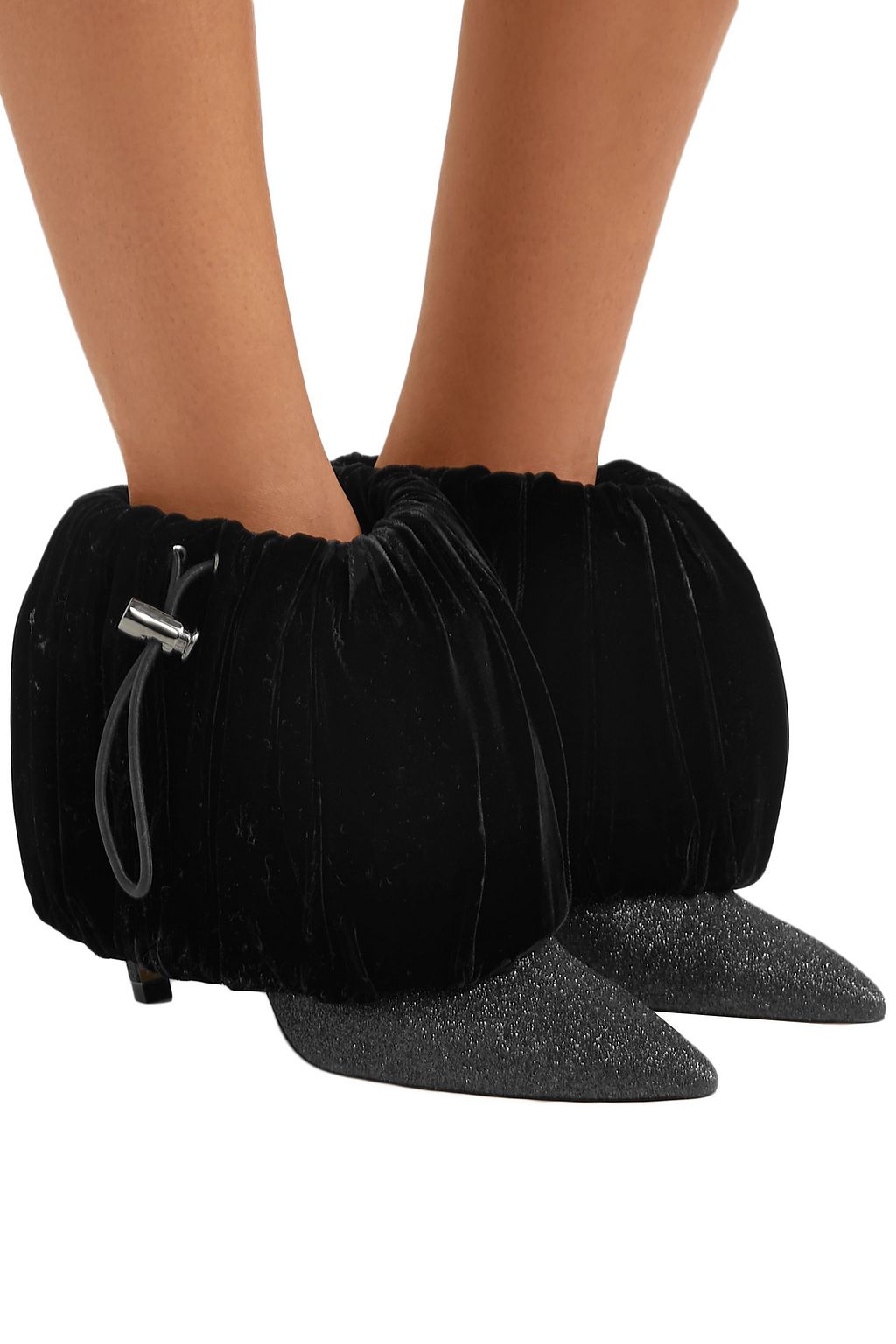 NICHOLAS KIRKWOOD Courtney glittered-leather and velvet ankle boots