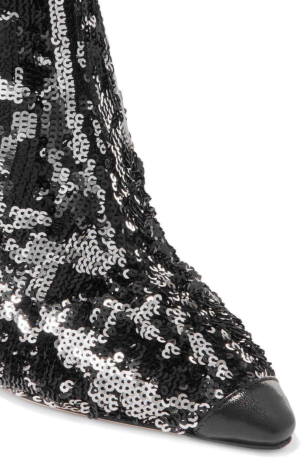 JIMMY CHOO Ricky 100 leather-trimmed sequined stretch-knit sock boots