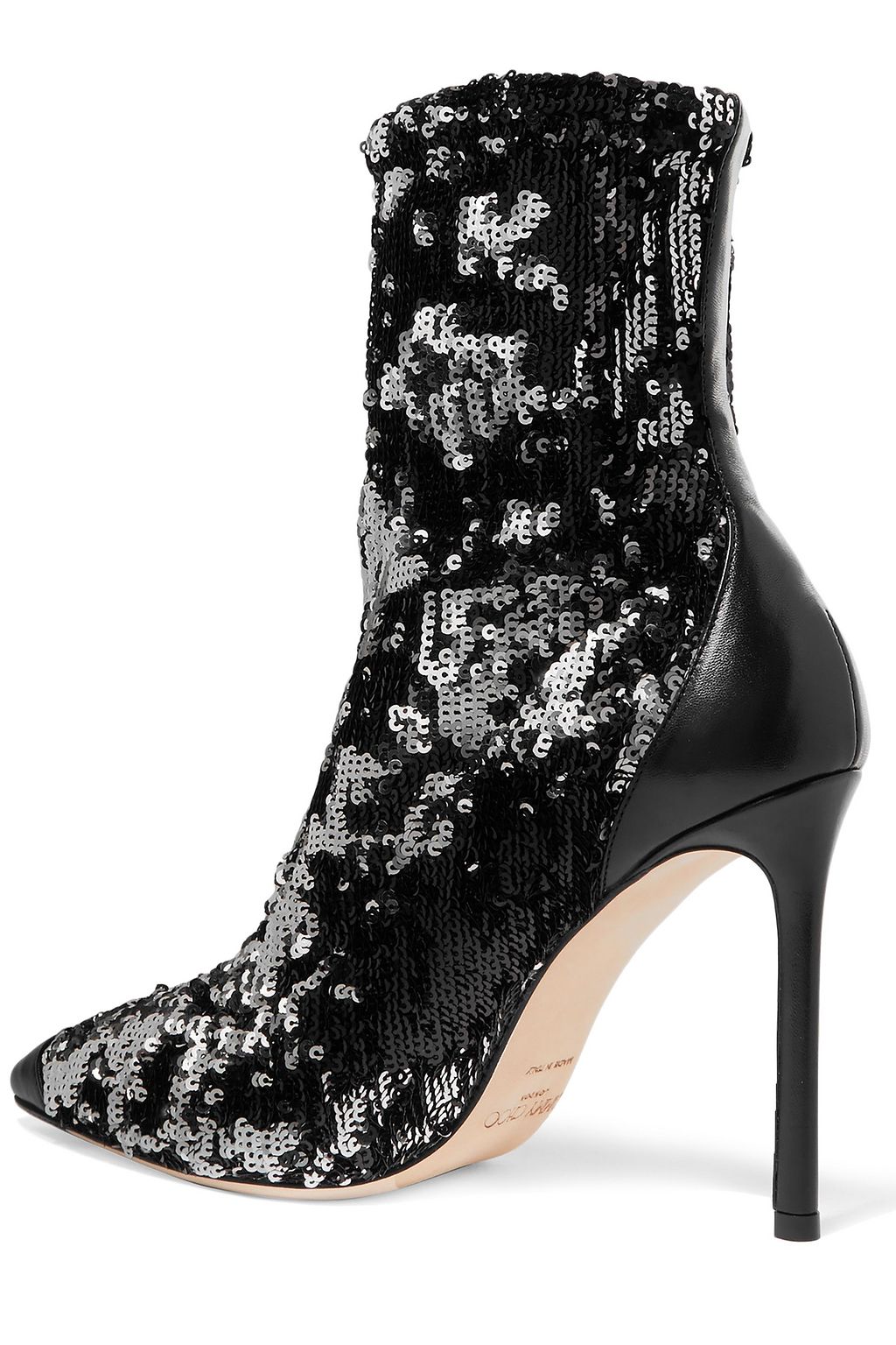 JIMMY CHOO Ricky 100 leather-trimmed sequined stretch-knit sock boots