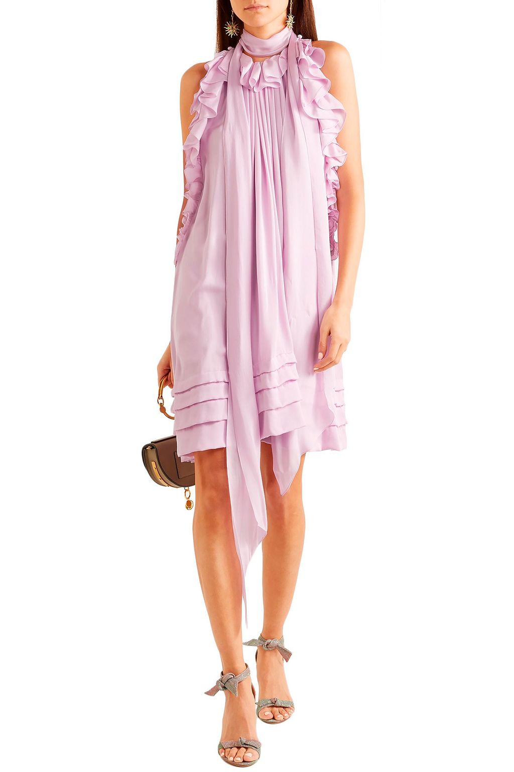 CHLOÉ Ruffled silk-charmeuse mini dress