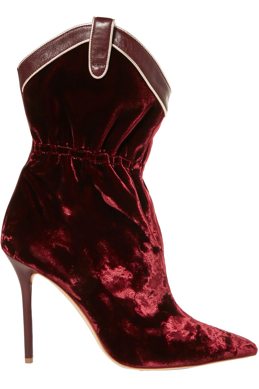 burgundy velvet ankle boots