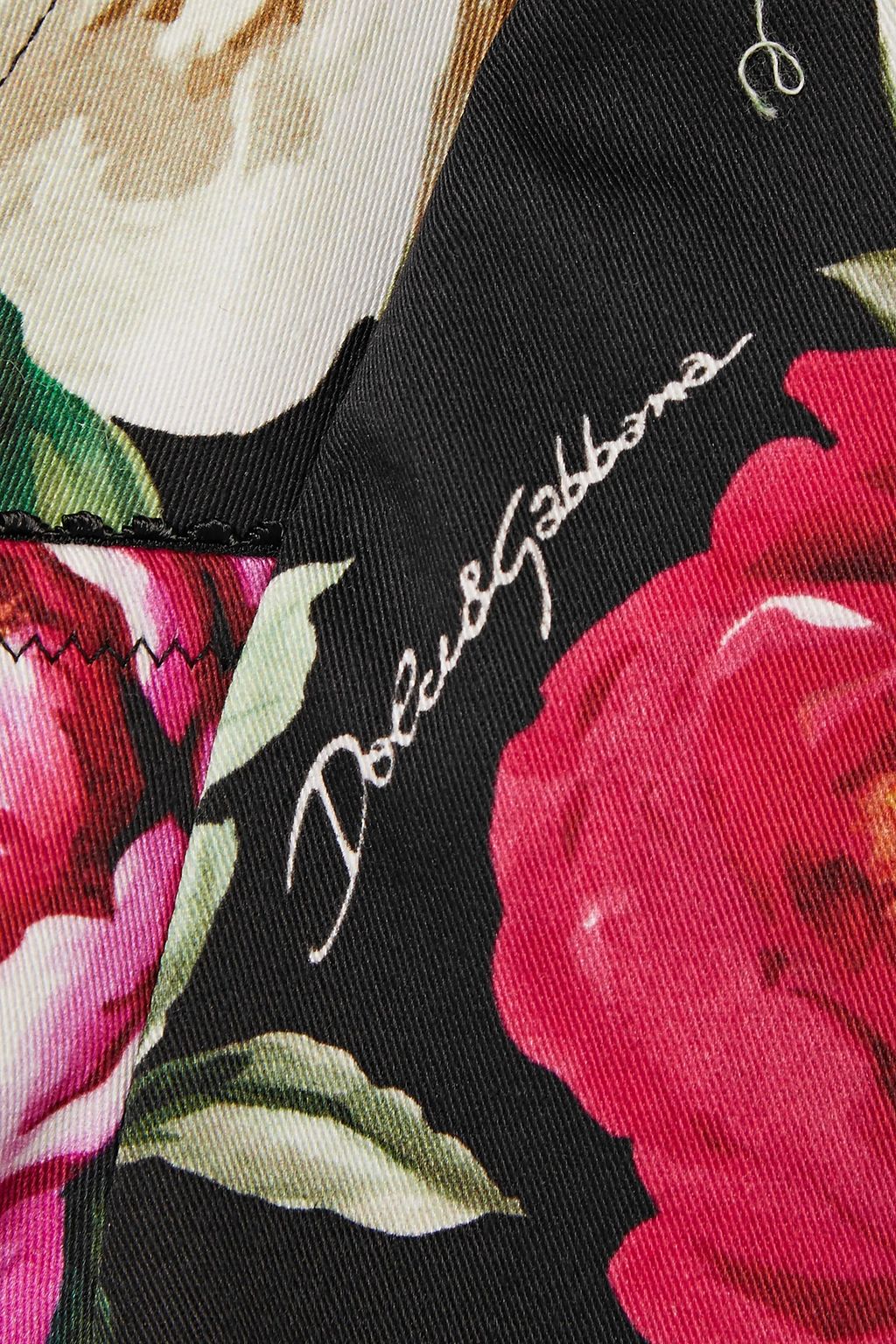 DOLCE&GABBANA Cropped floral-print cotton-blend twill top