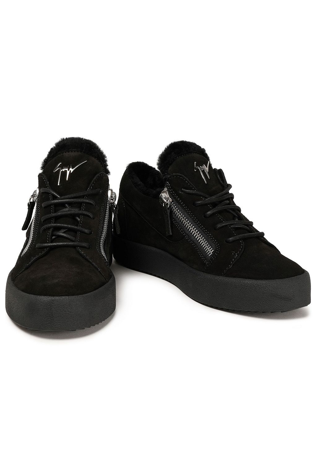GIUSEPPE ZANOTTI Zip-detailed suede sneakers