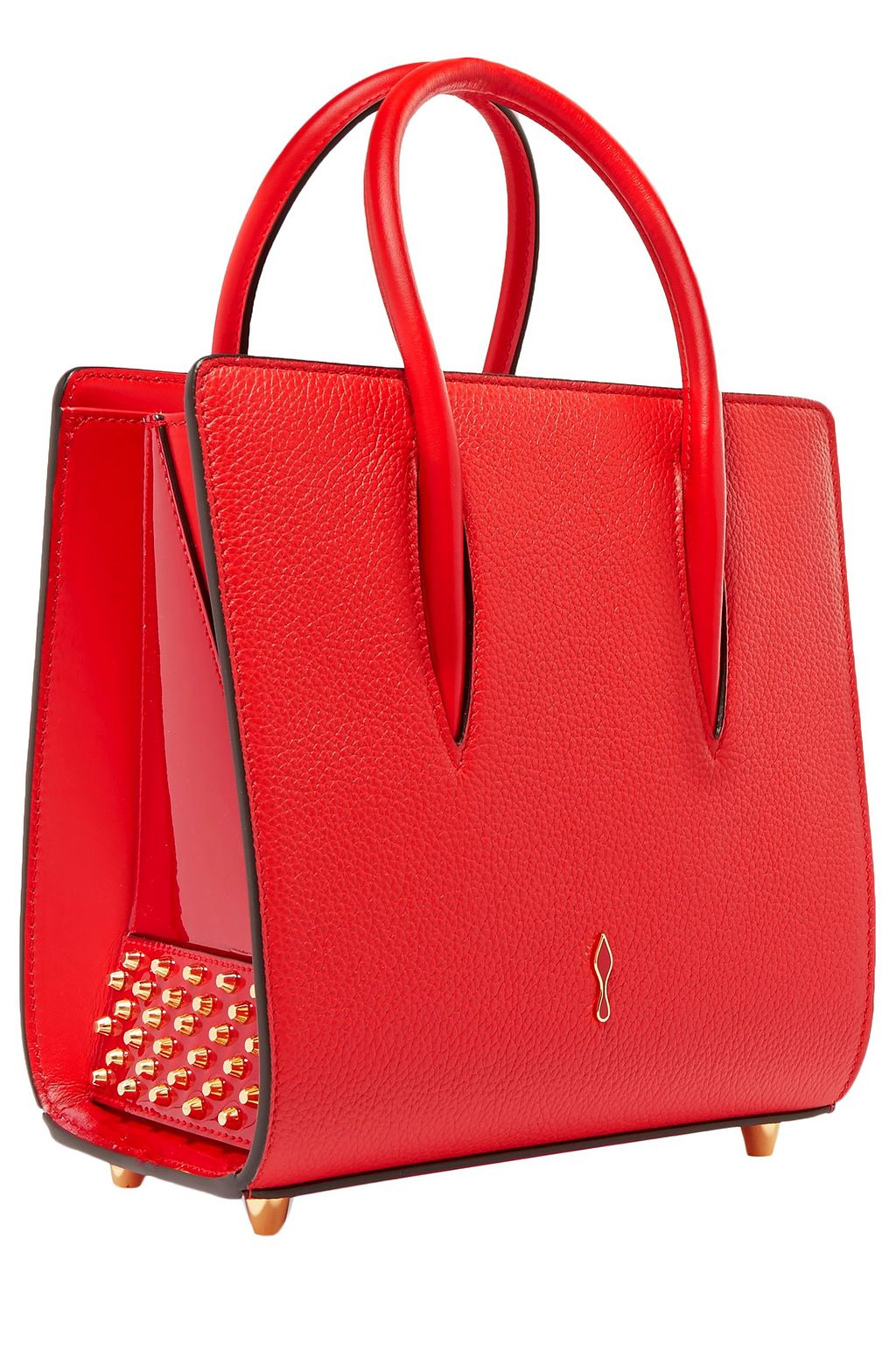 CHRISTIAN LOUBOUTIN Paloma small studded textured and patent-leather tote
