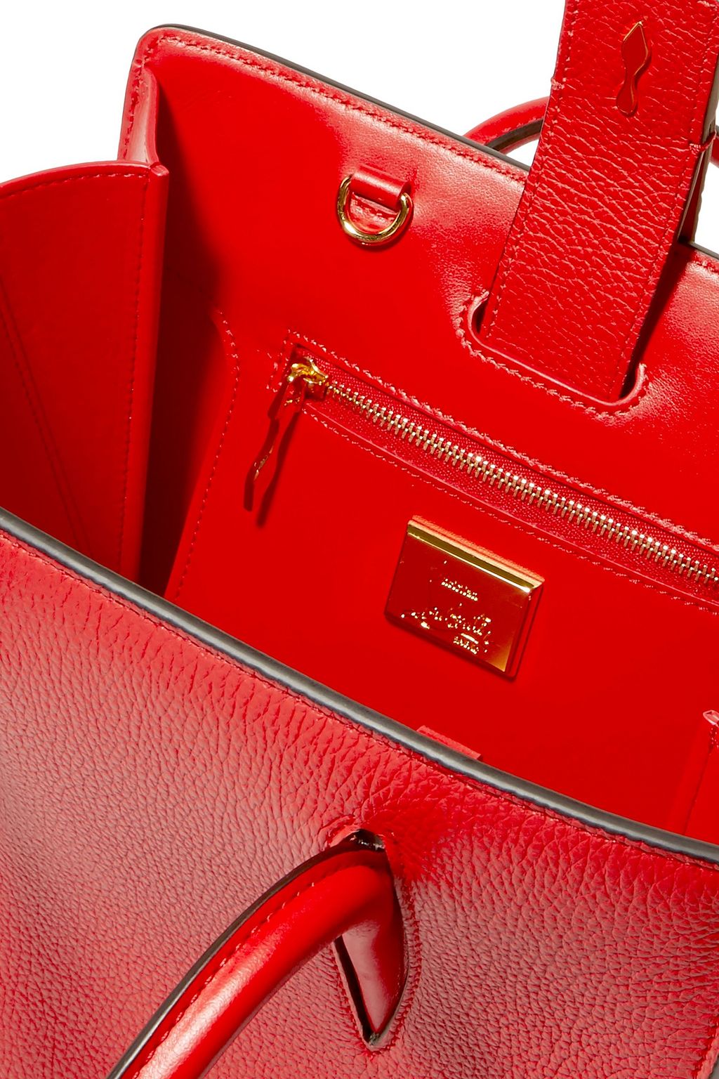 CHRISTIAN LOUBOUTIN Paloma small studded textured and patent-leather tote