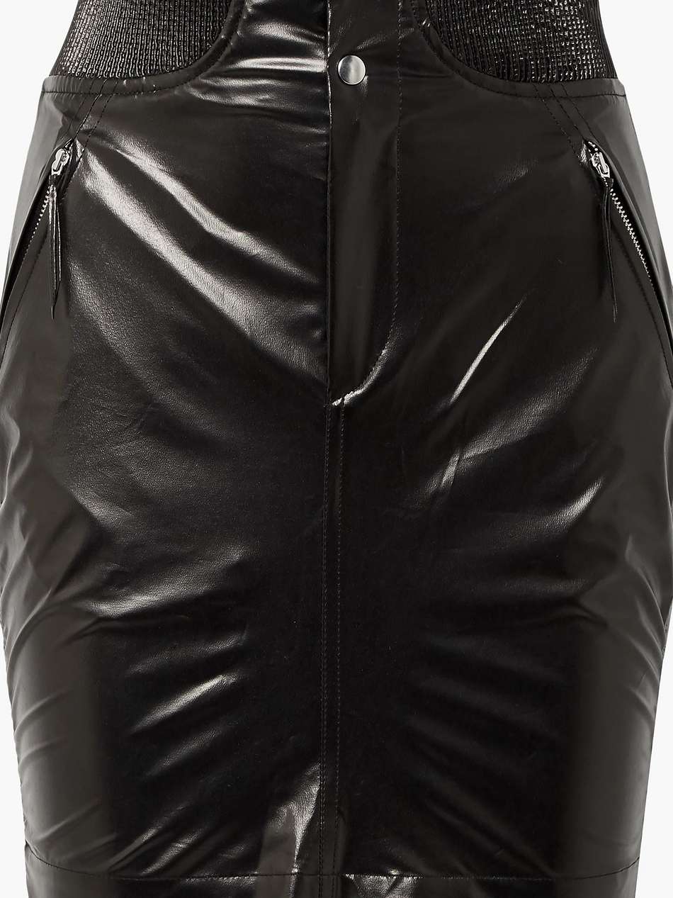 amel ribbed knit-trimmed coated-silk mini skirt