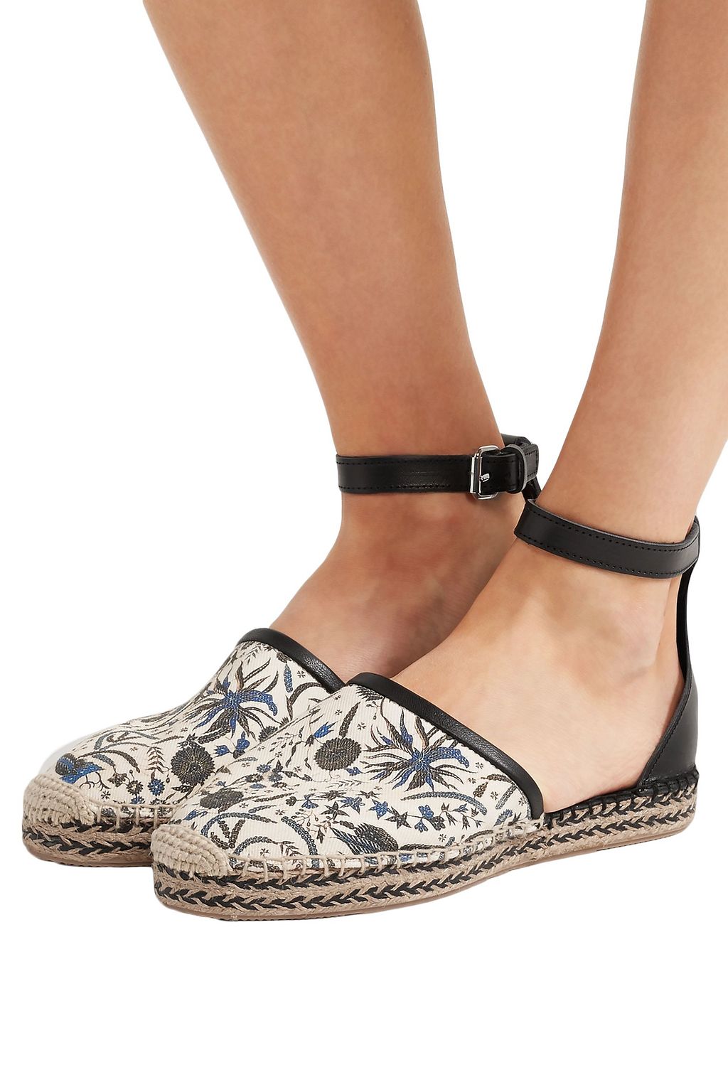 ISABEL MARANT Printed canvas and leather espadrilles