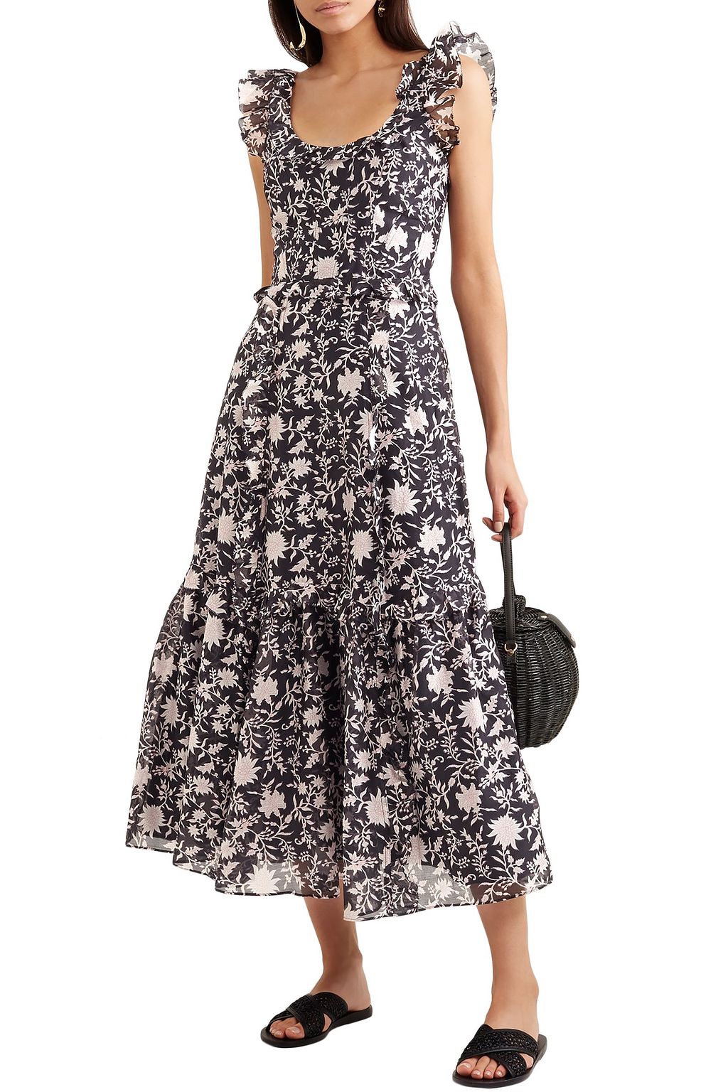 ULLA JOHNSON Floral-print cotton and silk-blend maxi dress