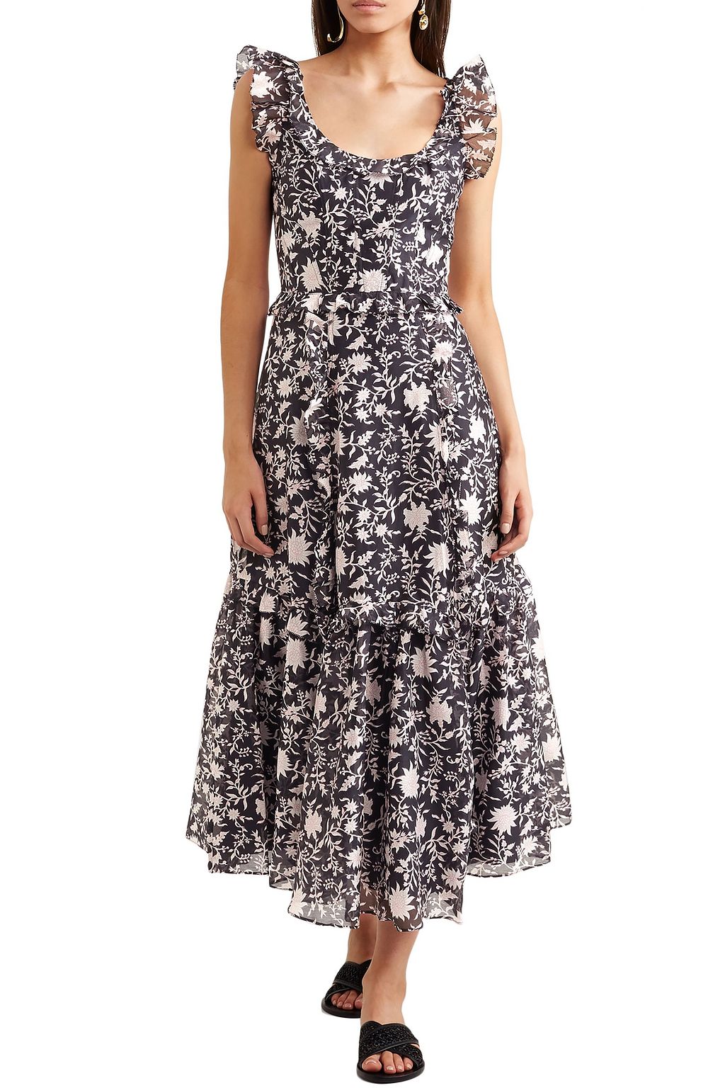 ULLA JOHNSON Floral-print cotton and silk-blend maxi dress