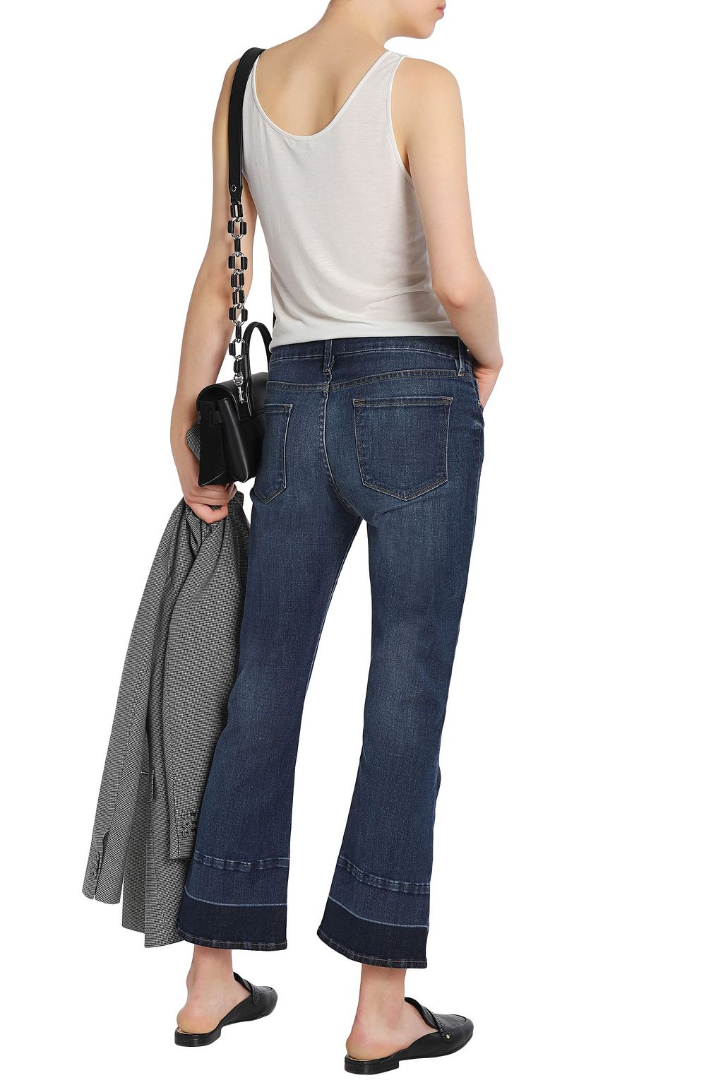 FRAME Cropped faded mid-rise bootcut jeans