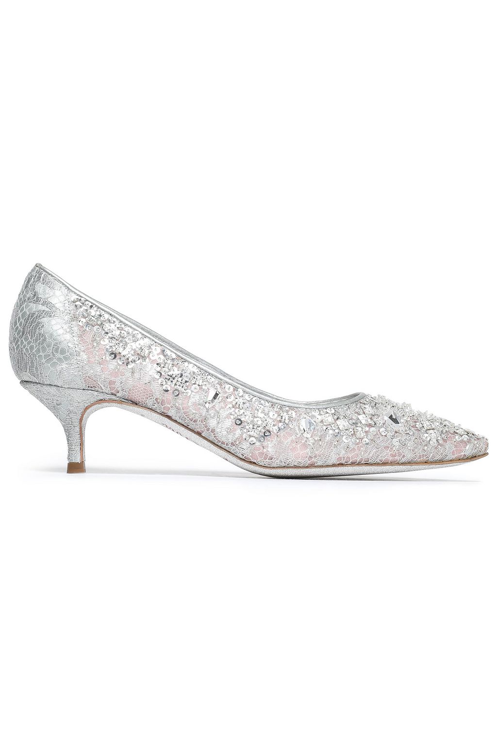 silver lace pumps