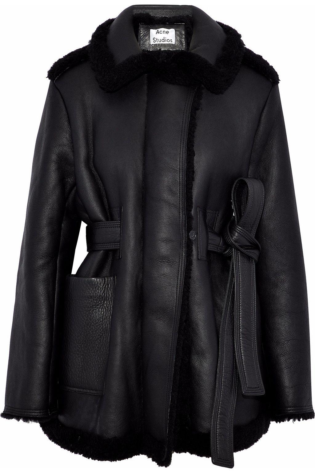 acne black shearling jacket