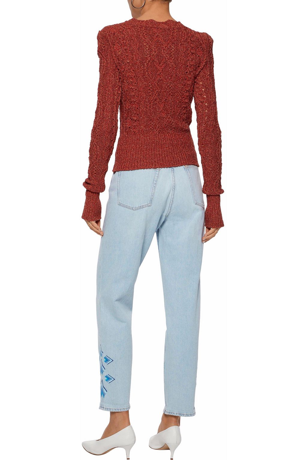 M.I.H JEANS Embroidered mid-rise straight-leg jeans