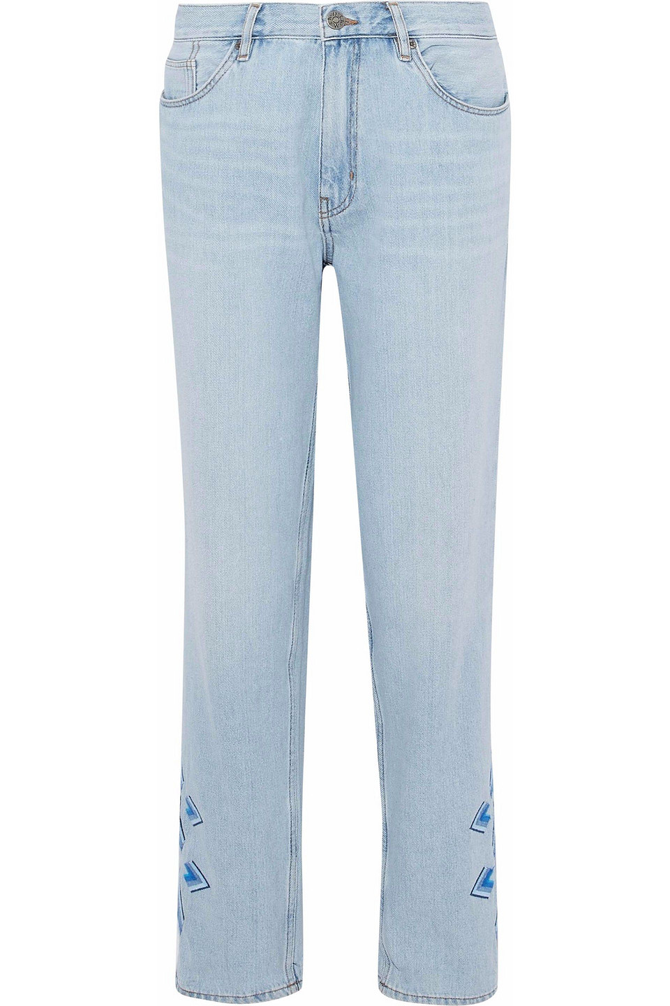 M.i.h Jeans Embroidered mid-rise straight-leg jeans