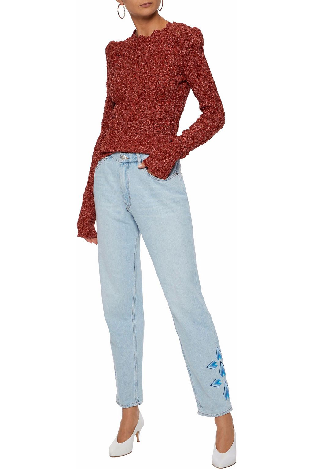 M.I.H JEANS Embroidered mid-rise straight-leg jeans