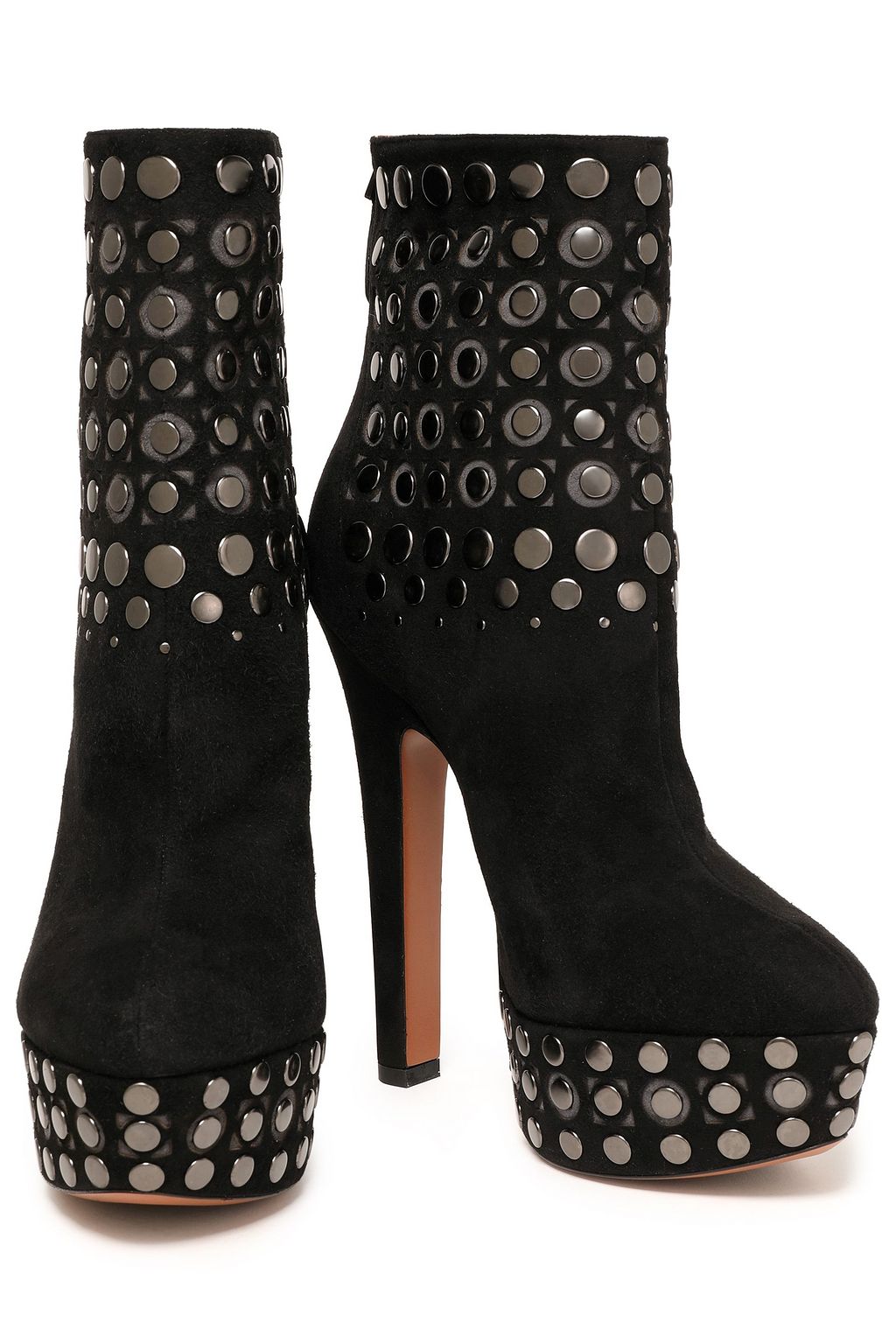 ALAÏA Studded suede platform ankle boots