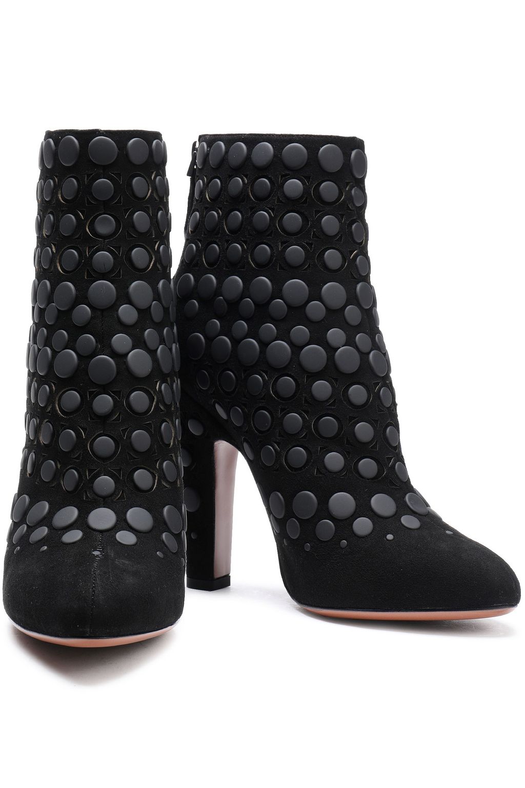 studded suede booties