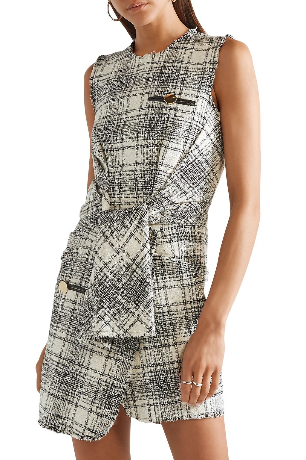ALEXANDER WANG Knotted cotton-blend bouclé-tweed mini dress