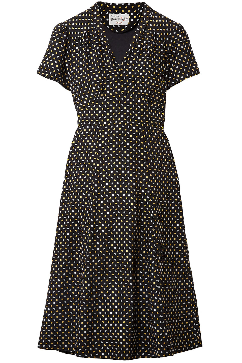Hvn Woman Polka-dot Silk Crepe De Chine Dress Black Size 2