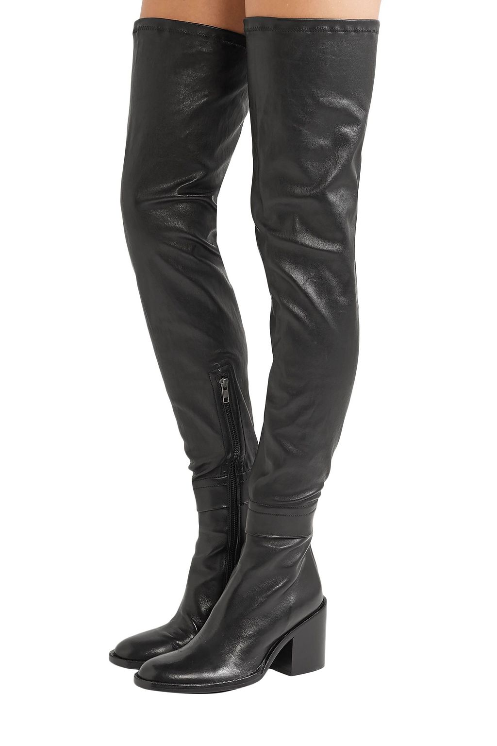 ANN DEMEULEMEESTER Stretch-leather thigh boots