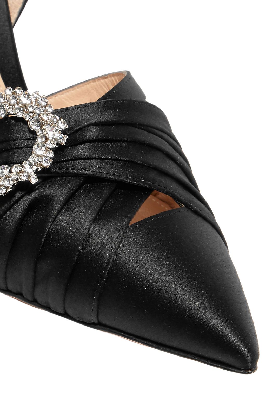 GIANVITO ROSSI Crystal-embellished satin pumps
