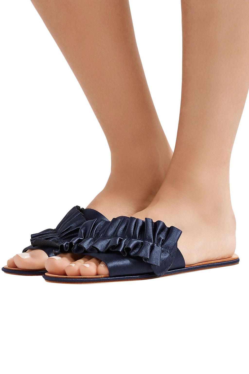LOEFFLER RANDALL Rey ruffled satin slides