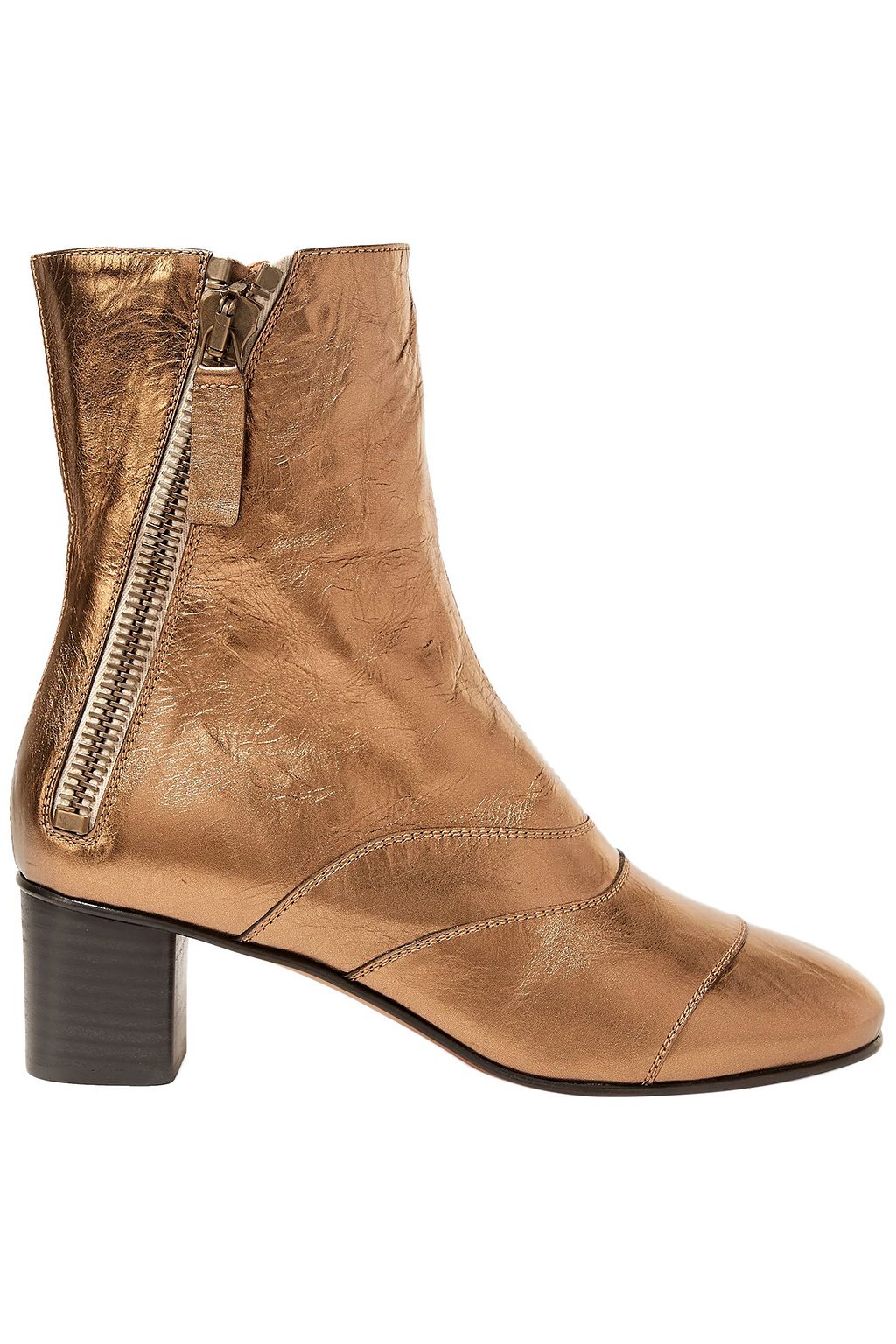 bronze metallic ankle boots