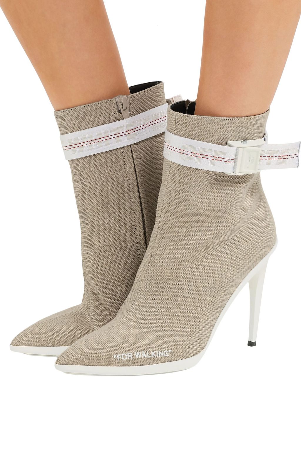 OFF-WHITE™ For Walking buckled canvas ankle boots