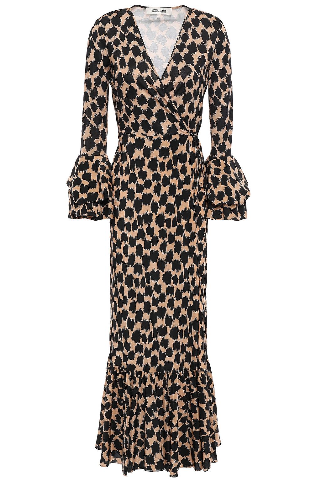 leopard midi wrap dress