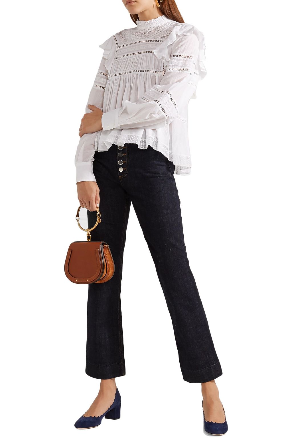 CHLOÉ Scalloped suede pumps