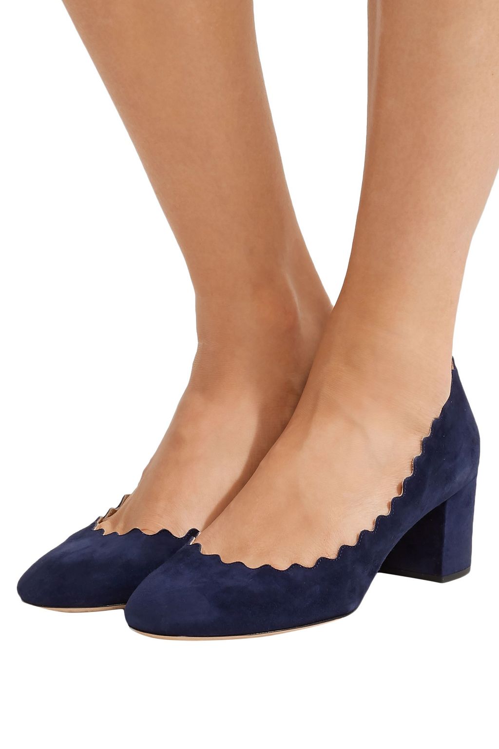 CHLOÉ Scalloped suede pumps