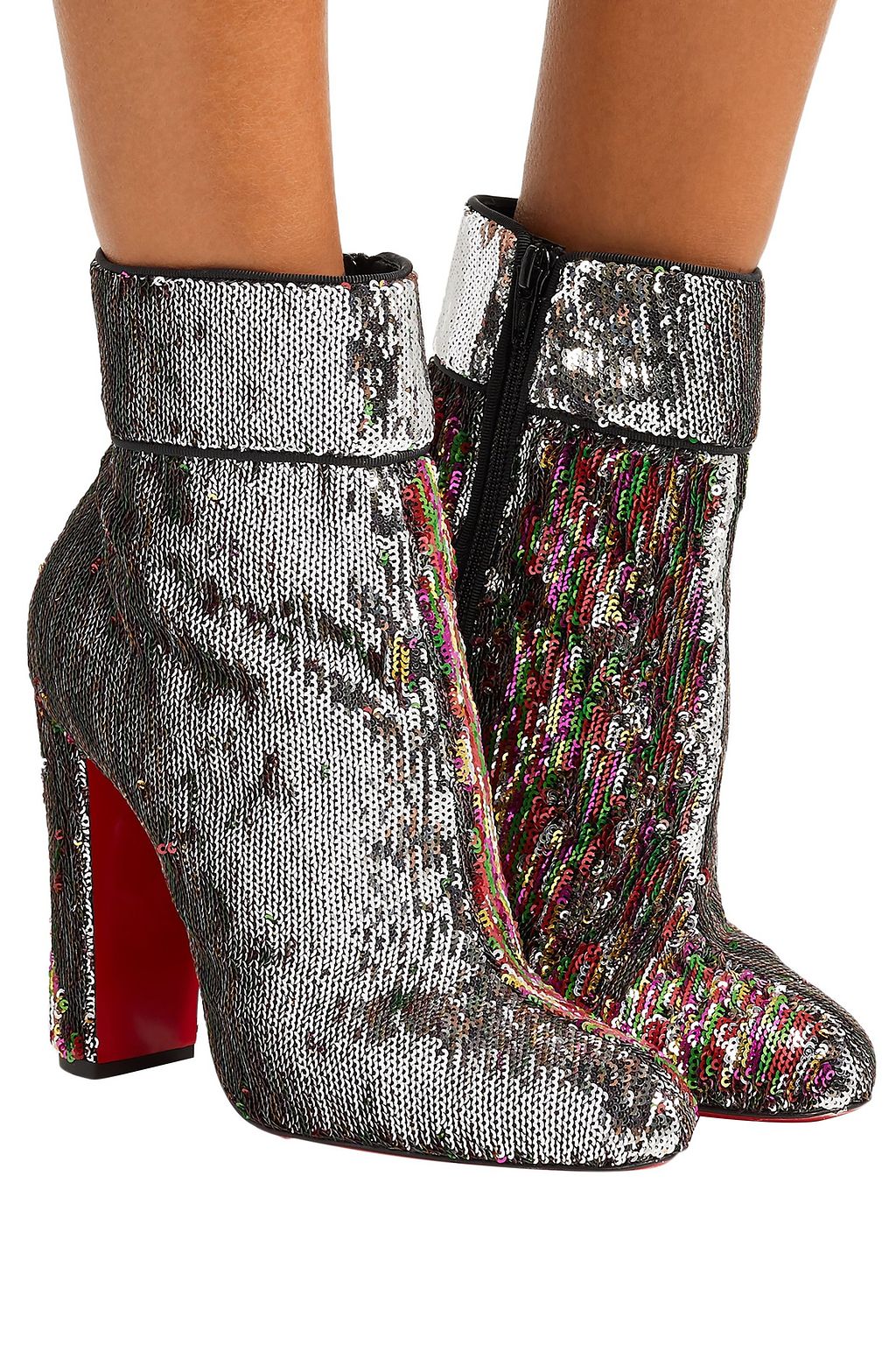 CHRISTIAN LOUBOUTIN Sequined leather ankle boots
