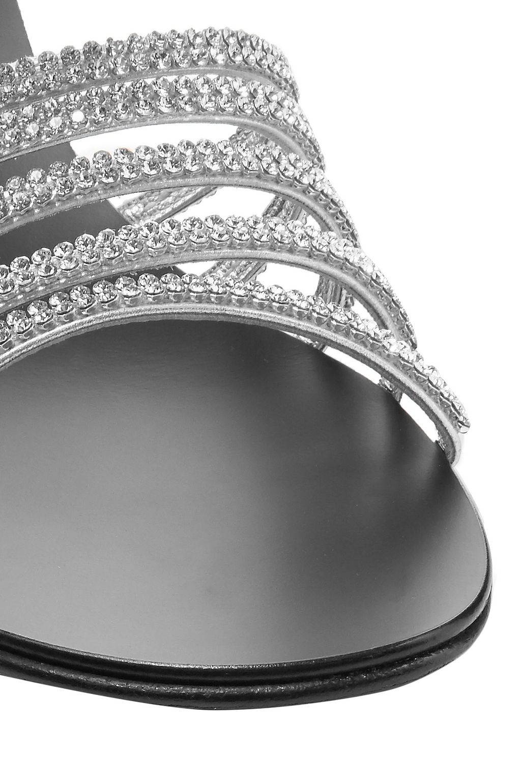 GIUSEPPE ZANOTTI Crystal-embellished leather mules