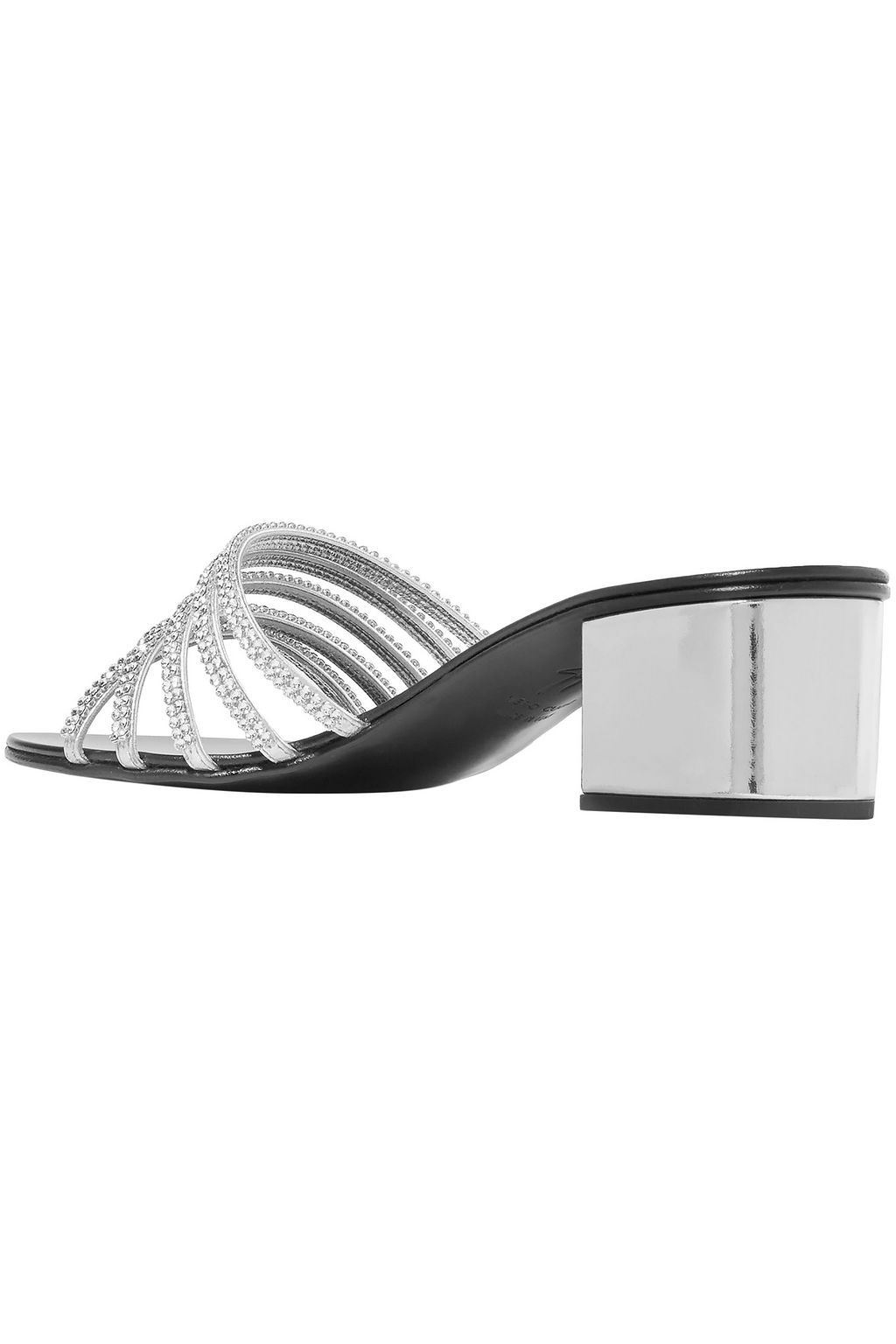 GIUSEPPE ZANOTTI Crystal-embellished leather mules